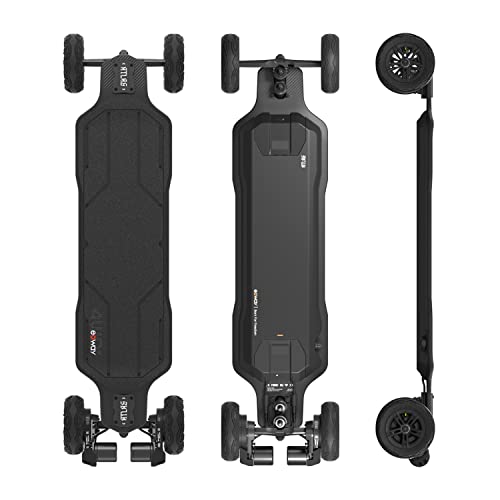 Exway Atlas Carbon-2WD All-Terrain Electric Skateboards, All-Weather Pneumatic Tires, Top Speed of 30 Mph, 19miles Range, IP55 Waterproof, 780 LBS Max Load, Electric Longboard for Adults