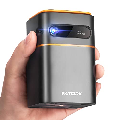 FATORK Mini Projector, 5G WiFi DLP Smart Portable Movie Projectors, Pocket Monster Outdoor Projector for Phone 1080P HD Support Wireless Video Travel Short Throw, Compatible with iOS/Android/HDMI/USB