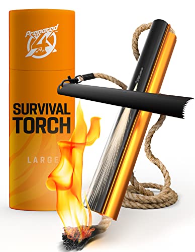 Fire Starter Survival Tool - All-in-One Flint and Steel Fire Starter Kit - Ferro Rod Fire Starter with 36" Waterproof Tinder Wick Rope and Steel Fire Striker - Patented Firestarter | Prepared4X