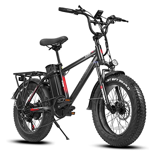 FIVMOS 750W Electric Bike for Adults Up to 65 Miles 4.0" Fat Tire Electric Bike 27 Mph BMX Bicycle 20 inch with 48V 13Ah Battery, Snow Beach Mountain E Bike Shimano 7 Speed, USB Display