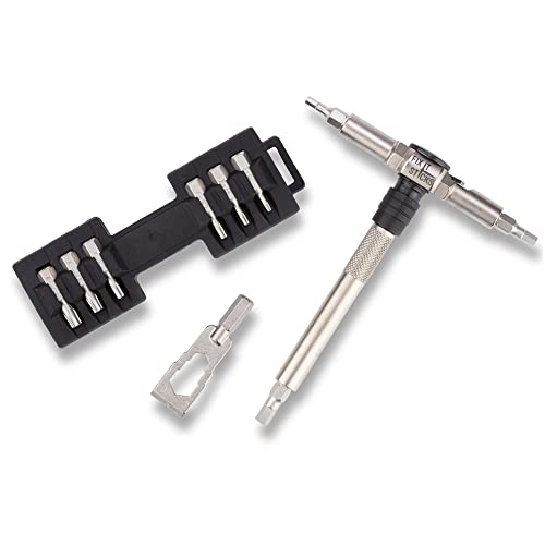 FIX IT STICKS Compact Ratcheting Multi-Tool - EDC Set with Ratcheting Locking Hex T-Way Wrench, Mini Pry Bar and 15 Bits Included