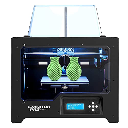 FlashForge Creator Pro 3D Printer, Dual Extruder 3D Printers W/2 Spools, Fully Metal Frame, Acrylic Covers, DIY FDM 3D Printer Kit with Optimized Build Platform, Works with ABS and PLA