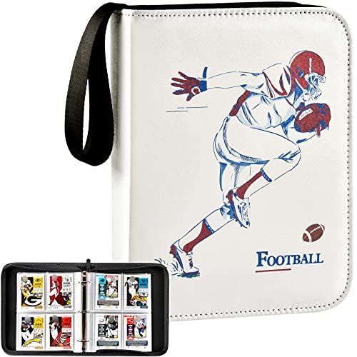 Football Baseball Cards Binder, Football Cards 2022 Sports Trading Card Sleeves Holder Album for NFL, 440 Pockets Sports Card Display Storage Protectors Collectors Fits for PM TCG Card (Folder Only) - White