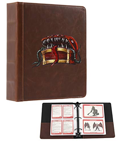 Forged Dice Co Curiosities Cache Monster Card & Spellcard Organizer Binder with Pages (Mimic Edition) Spellbook Cards Holder for Spell & Monster Cards - Fits D&D MTG Magic Pokemon Yugioh Cards