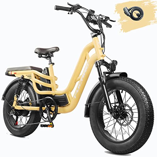 Fucare Libra 750W Electric Bike for Adults 32MPH 48V 20Ah Lithium Battery EBike with Full Suspension LCD Color Display 20"*4.0" All-Terrain Fat Tire Snow Commute Electric Bicycles (Lemon Yellow)
