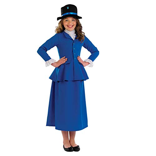 fun shack Girls English Nanny Costume Blue Colonial Halloween Girls Book Character Costumes for Kids Small