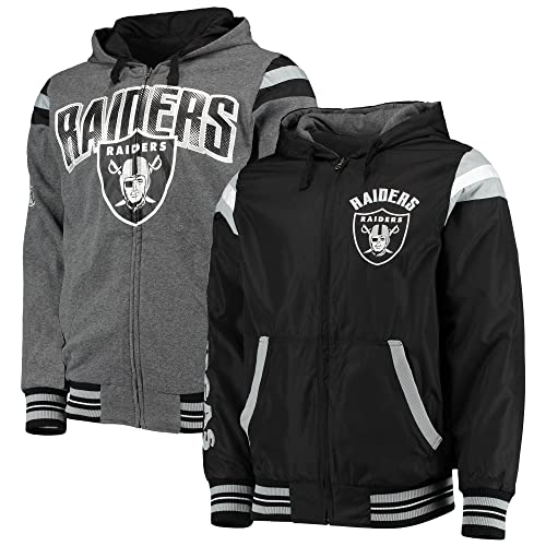 G-III Sports Men's Black/Charcoal Las Vegas Raiders Fast Pace Reversible Full-Zip Jacket