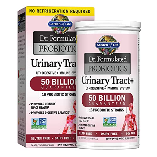 Garden of Life Dr. Formulated Probiotics Urinary Tract+ - Acidophilus Probiotic Supports Urinary Tract Health, Digestive Balance - Gluten, Dairy, and Soy-Free - 60 Vegetarian Capsules