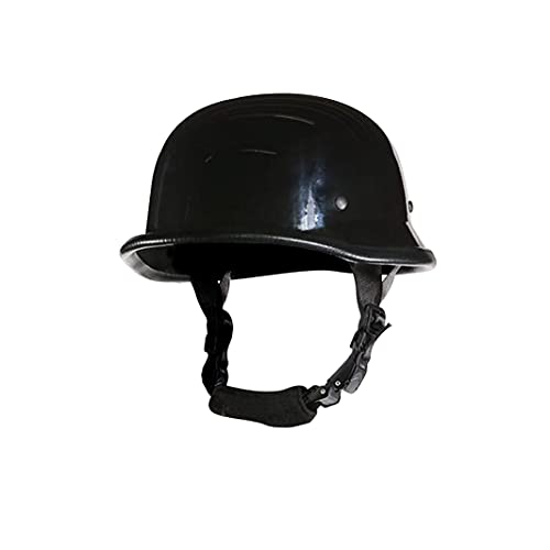 German Novelty Skull Cap, Basic Glossy Black Finish German Novelty Hat with Adjustable Chin Strap