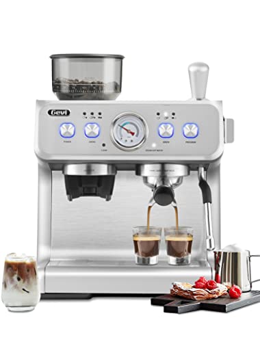 Gevi Espresso Machine & Coffee Maker - 20Bar Semi Automatic Espresso Machine With Grinder & Steam Wand – All in One Espresso Maker & Latte Machine for Home Dual Heating System