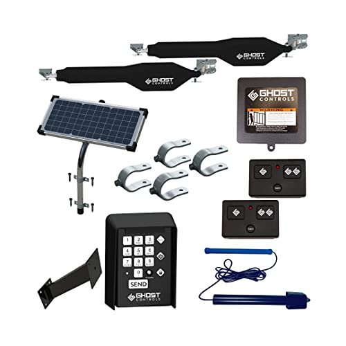 Ghost Controls Heavy Duty Dual Solar Automatic Gate Opener Wireless Access Bundle