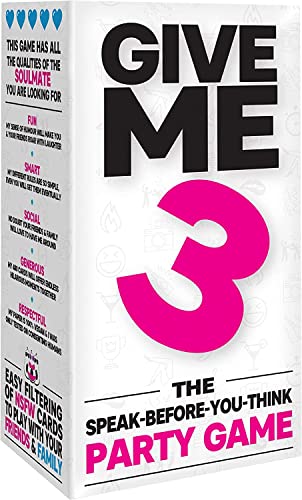 GIVE ME 3 - Fast Paced and Hilarious Adults Party Game - 10 Second Rule Party Game for Adults - Games for Adults Party - Board Games for Adults for 2 Players or More