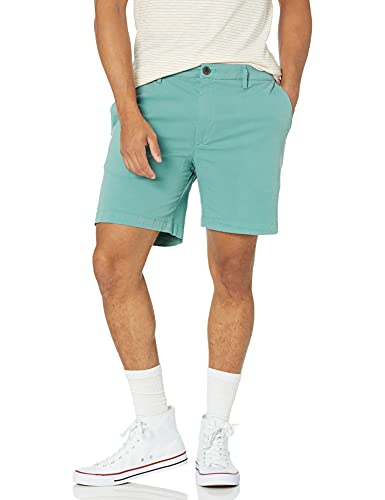 Goodthreads Men's Slim-Fit 7" Flat-Front Comfort Stretch Chino Short, Duck Egg Blue, 32