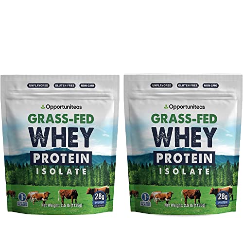 Grass Fed Whey Protein Powder Isolate - Unflavored - Low Carb Keto & Paleo Diet Friendly - Pure Grass-Fed Protein for Shakes, Smoothies, Drinks & Recipes- Non GMO & Gluten Free - 5 Pounds