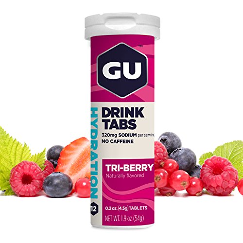 GU Energy Hydration Electrolyte Drink Tablets, Enhanced Endurance Sports Drink for Running, Cycling, Triathlon, 4-Count (48 Servings), Tri-Berry