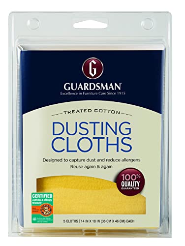 Guardsman Wood Furniture Dusting Cloths - 5 Pre-Treated Cloth - Captures 2x The Dust of a Regular Cloth, Specially Treated, No Sprays or Odors - 462700