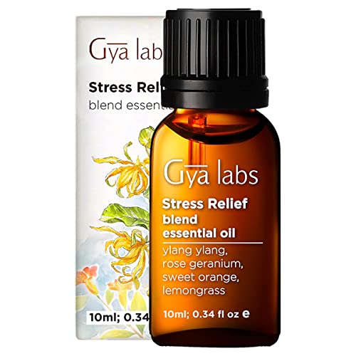 Gya Labs Stress Relief Essential Oils for Diffuser - 100% Pure Therapeutic Grade Stress Away Essential Oils for Aromatherapy - Natural Stress Relief Oils for Relaxing, Soothing & Headache (0.34 fl oz)
