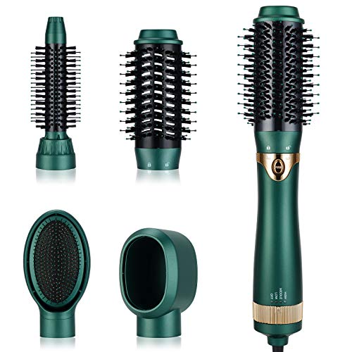 Hair Dryer Brush Set, 4 in 1 Hot Air Brush, Negative Ion Blow Dryer Brush Interchangerable Hair Dryer & Volumizer with 4 Detachable Brush Heads Curling Dryer Brush