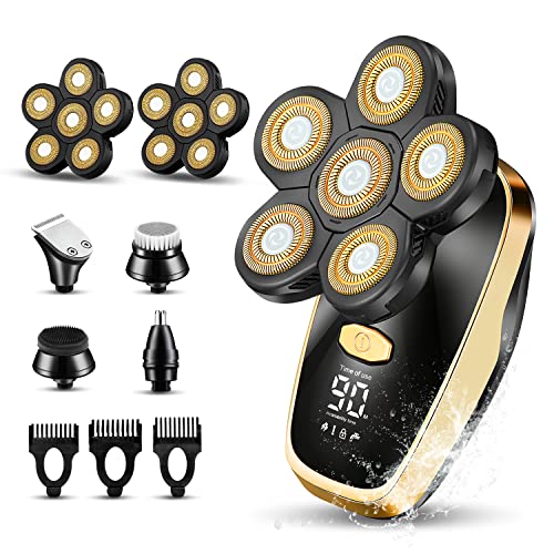 Head Shavers for Bald Men Rotary Electric Razor Cordless Shaver for Men Multifunctional Electric Razors for Bald Men Waterproof Mens Head Razor Rechargeable Razors for Bald Man