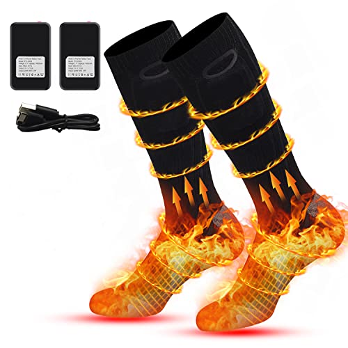 Heated Socks for Men Women, 4000mAh Rechargeable Heated Socks with 3 Heat Settings, Electric Heated Socks Foot Warmer Thermal Socks for Camping, Skiing, Hiking, Hunting, Winter Sports Outdoor & Indoor