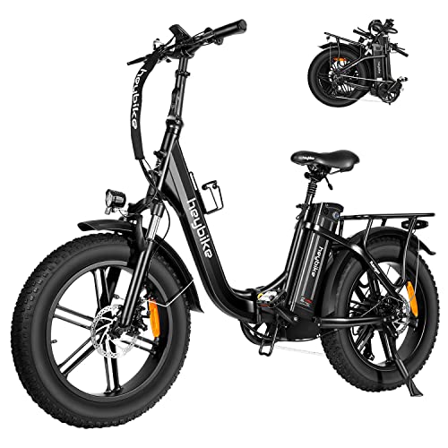 Heybike Ranger Electric Bike for Adults Foldable 20" x 4.0 Fat Tire Step-Thru Electric Bicycle with 500W Motor, 48V 15AH Removable Battery and Dual Shock Absorber