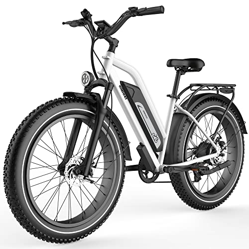 Himiway Cruiser Step-Thru Electric Bike for Adults, 60Miles Range 48V 17.5Ah Battery 750W Motor 26" x 4" Fat Tire Electric Bike, 25MPH E Bike Adults 350LBS Payload, Shimano 7 Speed, UL Certified