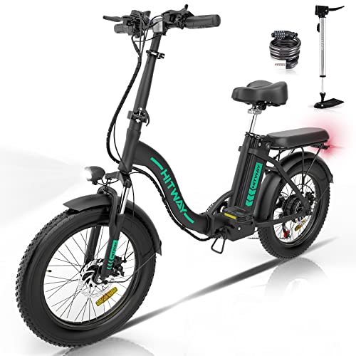 HITWAY Electric Bike for Adults, 20" Fat Tire E Bike 750W 20MPH Removable Folding Electric Bike, 48V/14Ah Battery 55-120KM, Mountain Bike Snow Beach Bicycle with Shimano 7 Gears