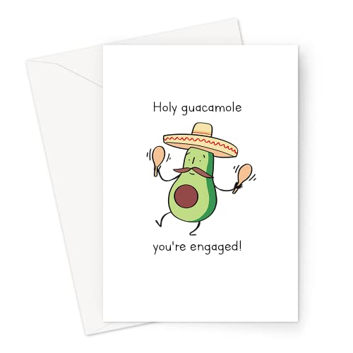 Holy Guacamole You're Engaged! Greeting Card | Funny Avocado Pun Congratulations Card, Engagement Card, Cute Card For Engaged Couple