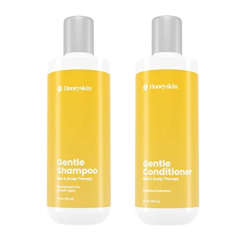 Honeyskin Hair Growth Shampoo and Conditioner Set with Coconut Oil, Manuka Honey & Aloe Vera - Hair Care for Dry & Sensitive Scalp - Sulfate Free Shampoo and Conditioner for Color Treated Hair (4oz)