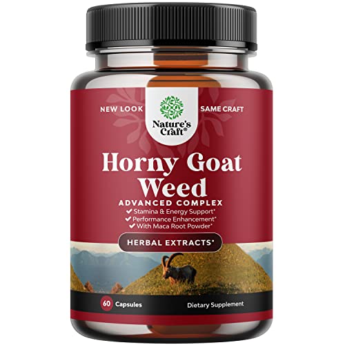 Horny Goat Weed for Male Enhancement - Halal Extra Strength Horny Goat Weed for Men 1590mg Complex with Saw Palmetto L Arginine Panax Ginseng and Tongkat Ali Extract Supplement for Men 60 Capsules