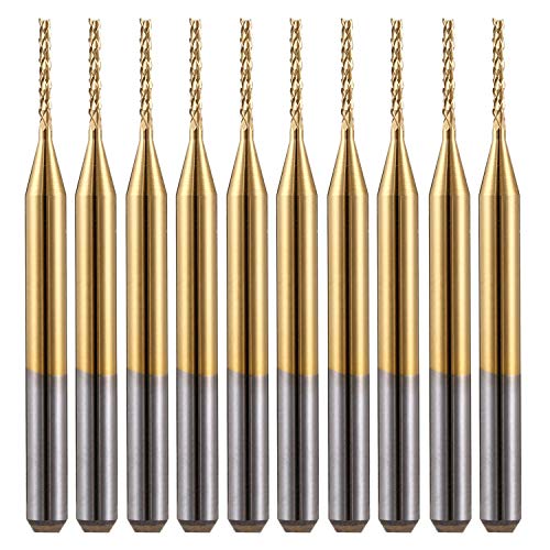 HOZLY 3.175X1.0X7MM Titanium Coated Up-Cut End Mills Carbide PCB Cutter Precision Machining CNC Pack of 10