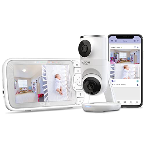 Hubble Dual Vision Smart Dual Baby Camera Monitor, 5" Screen, Remote Pan Tilt Zoom, 2-Way Talk, AI Motion Tracking, Night Vision Video Baby Monitor WiFi Smartphone, Room Temperature Sensor