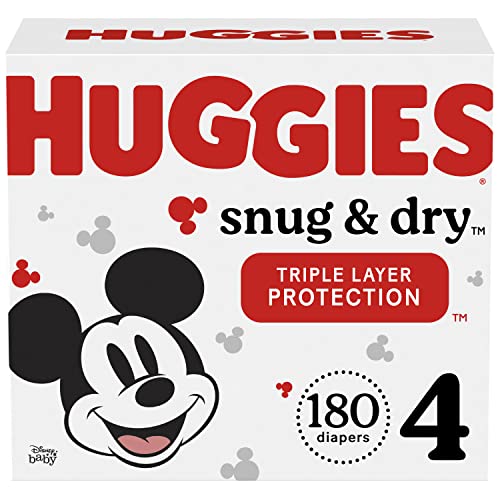 Huggies Snug & Dry Baby Diapers, Size 4, 180 Ct, One Month Supply