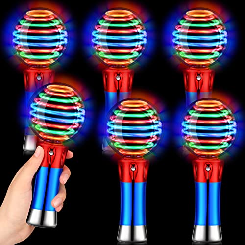 HyDren 6 Pieces Light up Ball Toy Wand 7.5 Inch Flashing LED Wand Color Changing Star Wand Light up Toys Spinner Light up Wand for Birthday Party Favor Gift Classroom Prizes