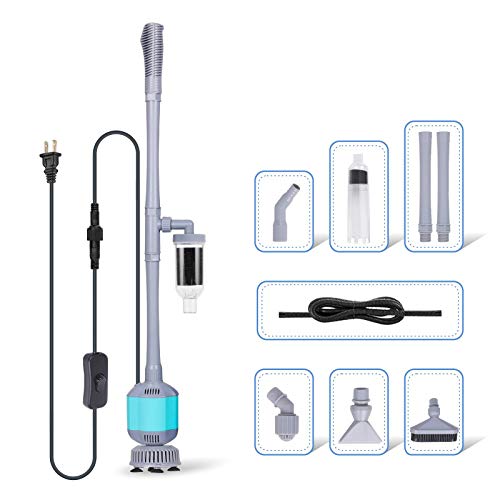 hygger 360GPH Electric Aquarium Gravel Cleaner, 5 in 1 Automatic Fish Tank Cleaning Tool Set Vacuum Water Changer Sand Washer Filter Siphon Adjustable Length 15W