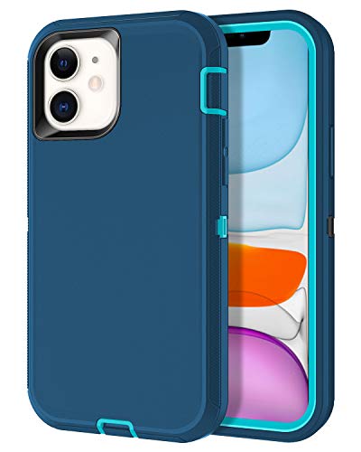 I-HONVA for iPhone 11 Case Shockproof Dust/Drop Proof 3-Layer Full Body Protection [Without Screen Protector] Rugged Heavy Duty Durable Cover Case for Apple iPhone 11 6.1-inch, Turquoise/Blue