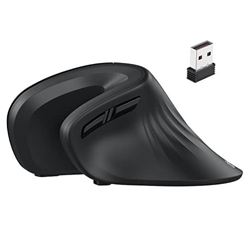 iClever Ergonomic Mouse - Wireless Vertical Mouse 6 Buttons with Adjustable DPI Comfortable 2.4G Optical Vertical Ergonomic Mouse for Mac, PC, Desktop, Laptop