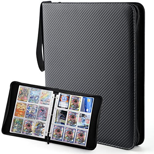 IDJWVU Trading Card Binder, 9-Pocket Jumbo Classic Black Card Collection Binder Book Holder for PTCG Game Cards with 40 Sleeves, Fit 720 Cards, Suitable for Baseball Football Cards, Ideal Gift for Kids and Adults