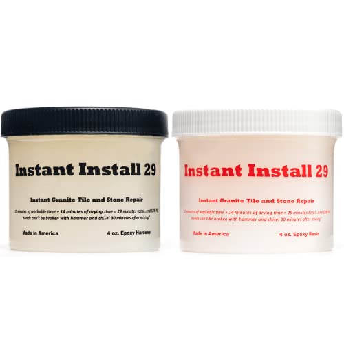 Instant Install 29 – 8 Oz Granite Repair Kit – Dry in 29 Minutes – No Taping Required! Permanent Tile Marble Stone Corian Quartz Countertop Chip Repair Kit – Broken/Cracks Epoxy – Use with Our EZ Tint