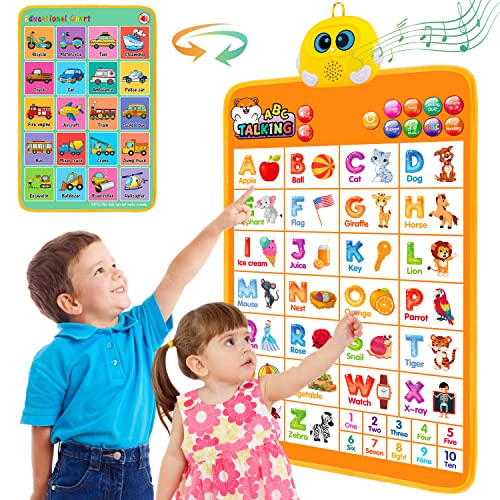 Interactive Alphabet Wall Chart for Kids, Talking ABC Electronic Alphabet Poster Toy for Toddlers Age 2-4, Kids Learning Preschool Educational Toys Birthday Gifts for 1 2 3 4 5 Year Old Boys Girls