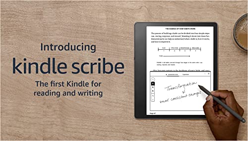 Introducing Kindle Scribe (16 GB), the first Kindle for reading and writing, with a 10.2” 300 ppi Paperwhite display, includes Premium Pen