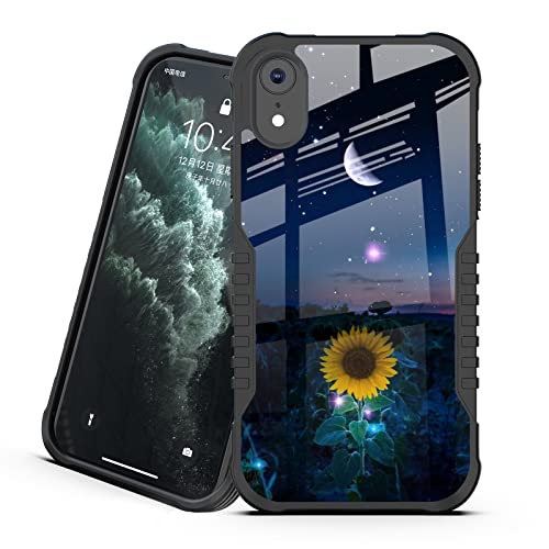 iPhone XR Case for Women Girly,Sunflower Moon Star Sky Design Shockproof Anti-Scratch Drop Soft Silicone TPU Bumper PC Backplane Protection Case for iPhone XR