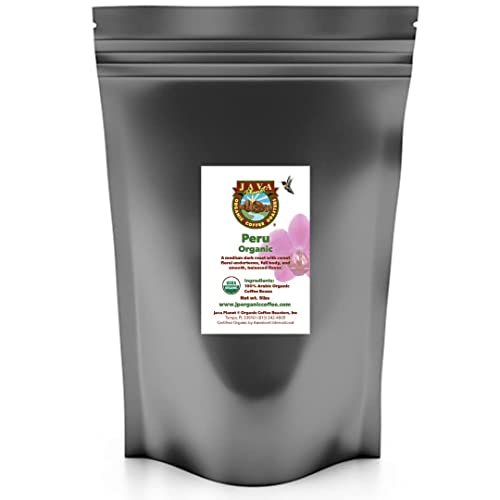 Java Planet, Organic Coffee Beans, Peru Single Origin, Gourmet Medium Dark Roast of Arabica Whole Bean Coffee, Certified Organic, Smithsonian Bird Friendly and Fair Trade, Grown at High Altitudes, 5lb bag