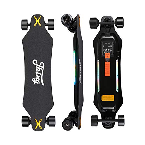 JKING Electric Skateboard Electric Longboard with Remote Control Electric Skateboard,900W Hub-Motor ,26 MPH Top Speed，21.8 Miles Range,3 Speed Adjustment，Max Load 330 Lbs,12 Months Warranty