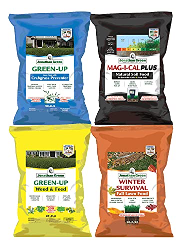 Jonathan Green 4- Step Lawn Enhancement Fertilizer Program (Pack of 4) (15,000 Square Feet Coverage, Designed for Acidic Lawns)