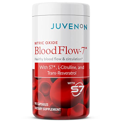 Juvenon Nitric Oxide Blood Flow-7 - Nitric Oxide Supplement with L Arginine and L Citrulline (90 Capsules) - Nitric Oxide Booster for Healthy Aging & Heart Health - Nitric Oxide Pills for Men & Women