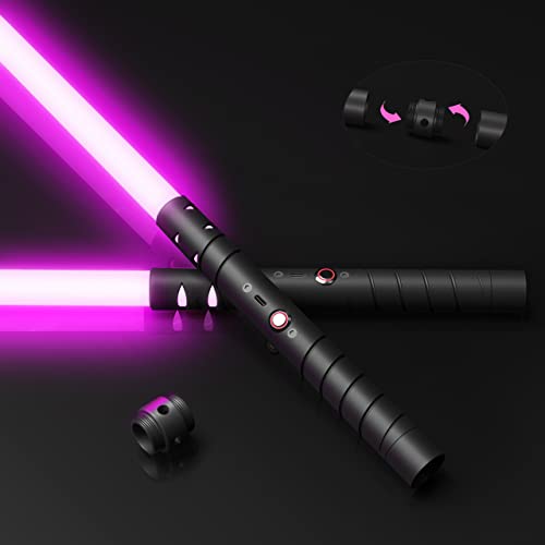 jvmusaber Light-Saber Metal-Hilt Force-Fx Dueling-Double-Lightsaber - Rechargeable 2-in-1 Legacy Lightsaber, 15 Colors,Real Lightsaber for Adults, Double Lightsaber Suitable for Gifts (Black)