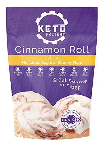 Keto Factory Cinnamon Rolls Mix, 7 Oz | 100% Natural, Keto and Diabetic Friendly, Low 2g Net Carbs, High 8g Dietary Fiber, Gluten-Free, Dairy Free, Grain-Free, No added Sugars