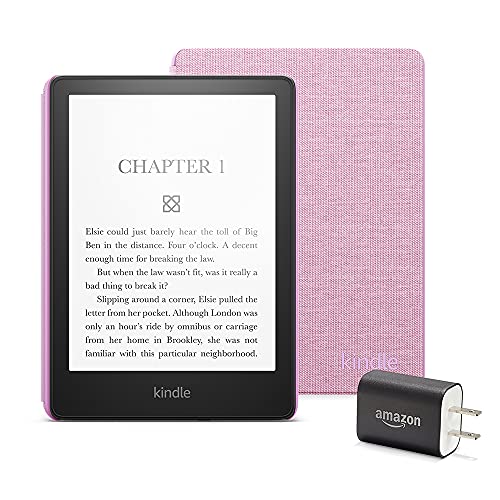 Kindle Paperwhite Essentials Bundle including Kindle Paperwhite - Wifi, Ad-supported, Amazon Fabric Cover, and Power Adapter