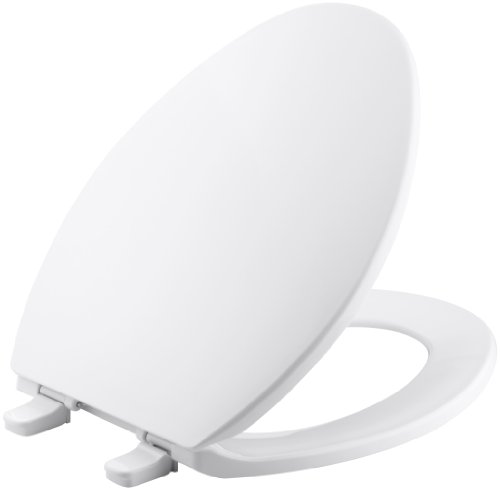 Kohler K-4774-0 Brevia Elongated White Toilet Seatwith Quick-Release Hinges And Quick-Attach Hardware For Easy Clean